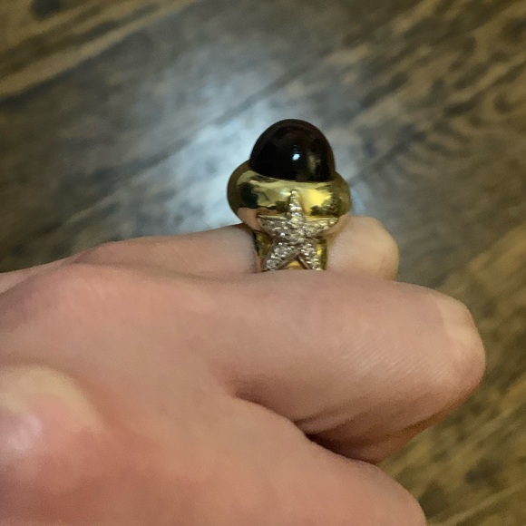 ✨14k Diamond & Cabochon Citrine Ring HEAVY - Picture 8 of 12